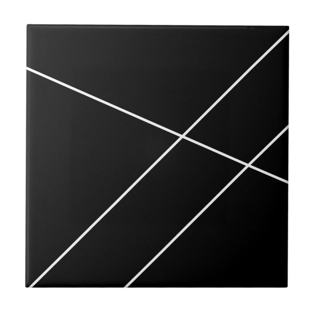 Diagonal Stripes On Black and White Ceramic Tile (Front)