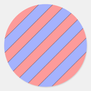 diagonal stripes pink and purple classic round sticker