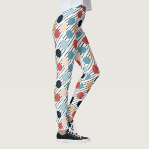 Diagonal Stripes Polka Dots Sketch Leggings