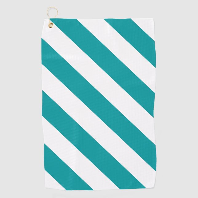 Diagonal Stripes: Teal Golf Towel (Front)