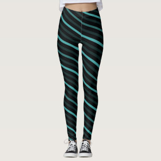 Diagonal Stripes - Teal Leggings