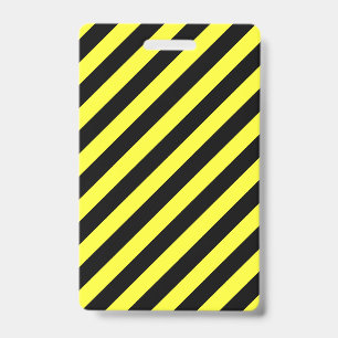 Diagonal Stripes Yellow and Black ID Badge