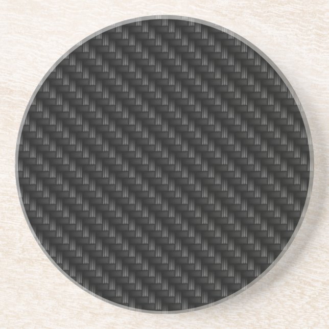 Diagonal Tightly Woven Carbon Fibre Texture Coaster (Front)