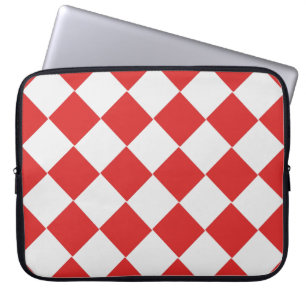 Diagonal Tiled Red and White Woven Pattern Laptop Sleeve