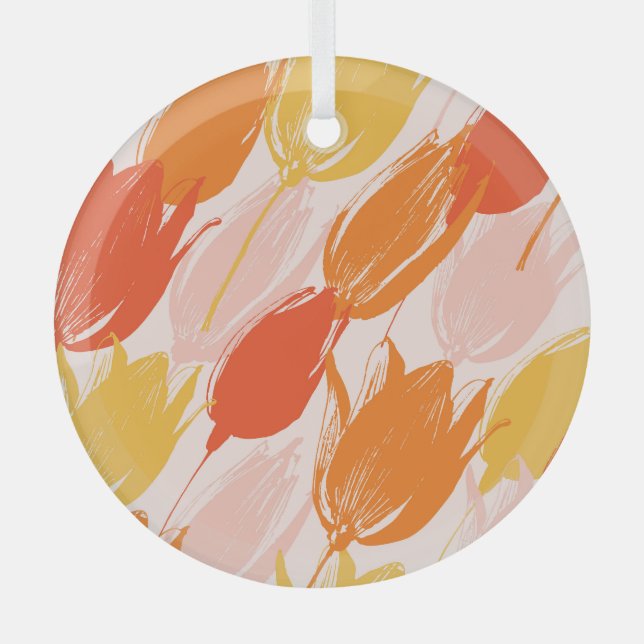 Diagonal Tulips: Light Colour Design. Glass Tree Decoration (Front)