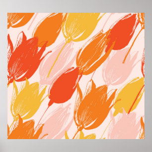 Diagonal Tulips: Light Colour Design. Poster