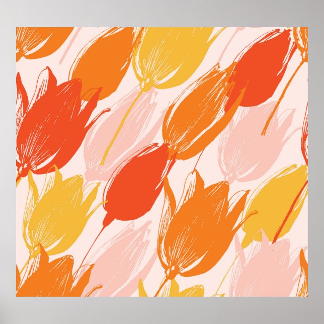 Diagonal Tulips: Light Colour Design. Poster (Front)