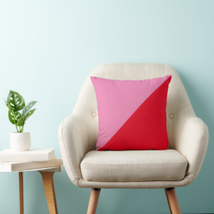 Diagonal Two Tone Pink and Red Colour Block Cushion