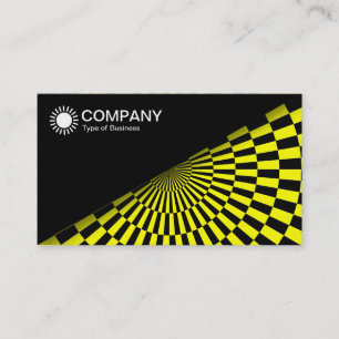 Diagonal V2 - Black - Op Art Yellow Business Card