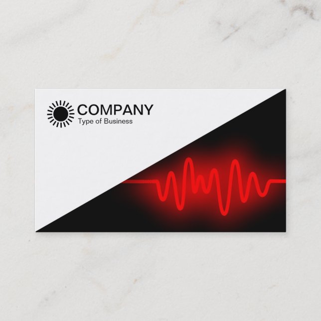Diagonal V2 - White - Red Wave Business Card (Front)