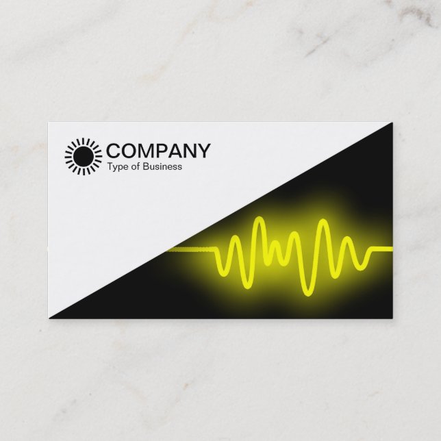 Diagonal V2 - White - Yellow Wave Business Card (Front)