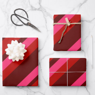 Diagonal Valentine Stripes Wrapping Paper Sheet