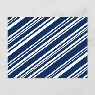 Diagonal Varied Indigo and White Stripes Postcard