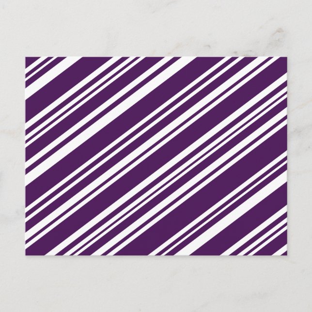Diagonal Varied Purple and White Stripes Postcard (Front)