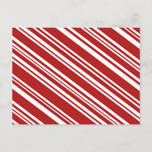 Diagonal Varied Red and White Stripes Postcard