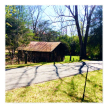 Diagonal view a rustic 100 year old barn Poster