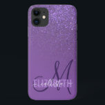 Diagonal Violet Purple Glitter Gradient Monogram iPhone 11 Case<br><div class="desc">This elegant and girly design is perfect for the classy and stylish woman. It features a faux printed sparkly violet purple glitter diagonal gradient ombre on top of a violet purple background. It's a unique take on the glitter gradient trend that's currently very popular. It's a pretty, glamourous, modern, and...</div>