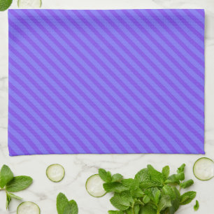 Diagonal Violet Purple Stripes Tea Towel