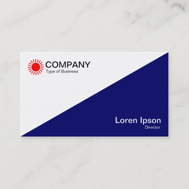 Diagonal - White and Deep Navy Business Card (Front)