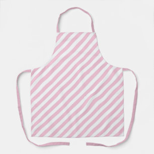Diagonal white and pink stripes pattern apron