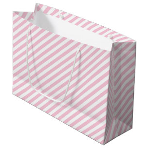 Diagonal white and pink stripes pattern large gift bag