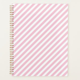 Diagonal white and pink stripes pattern planner