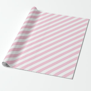 Diagonal white and pink stripes pattern wrapping paper
