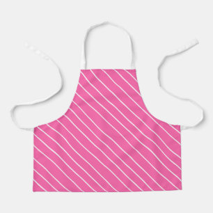 Diagonal White Stripe on Custom Colour Pink Apron