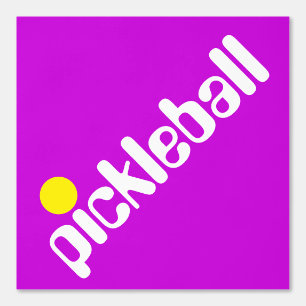 Diagonal White Yellow PICKLEBALL On Magenta Pink Wallpaper