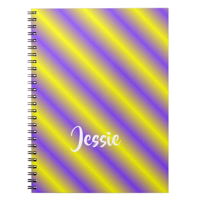 Diagonal yellow and purple stripes notebook (Front)