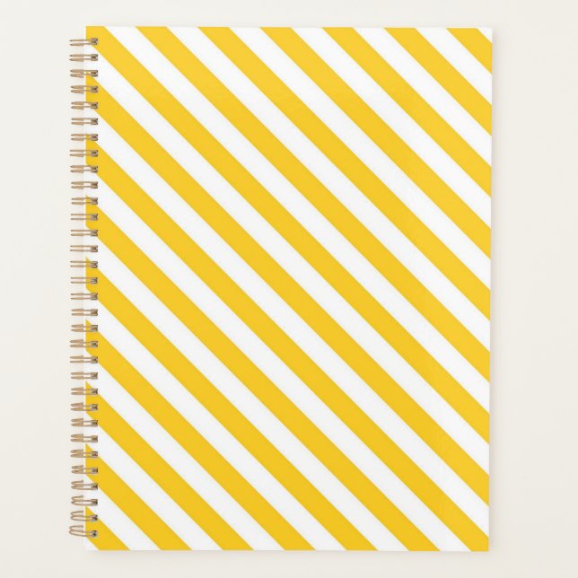 Diagonal yellow and white stripes pattern  planner (Front)