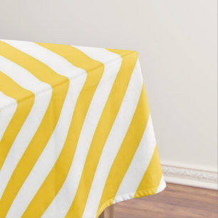Diagonal yellow and white stripes pattern tablecloth