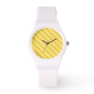 Diagonal yellow orange Stripes Watch