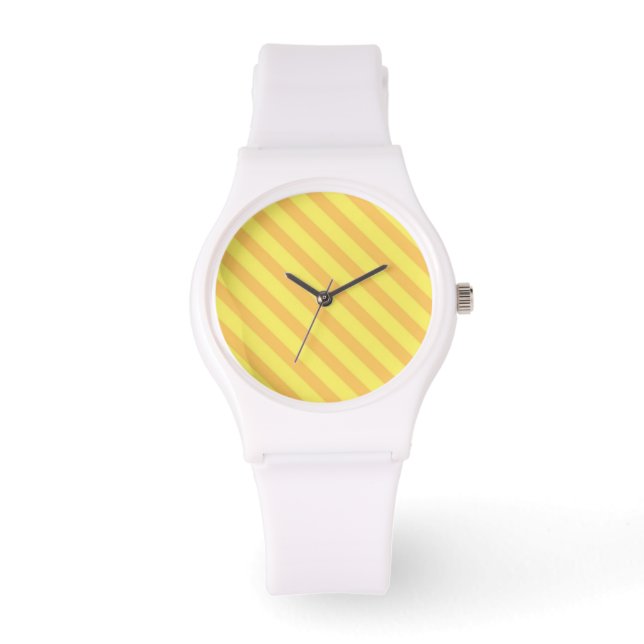 Diagonal yellow orange Stripes Watch (Front)