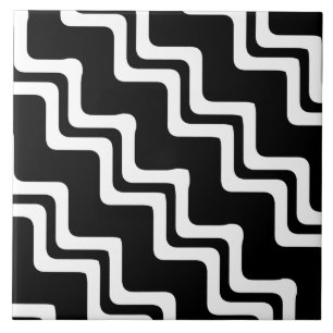 Diagonal Zig Zag Dual Coloured Line Pattern Ceramic Tile