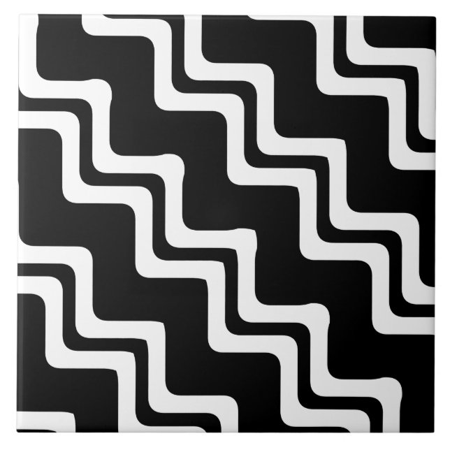 Diagonal Zig Zag Dual Coloured Line Pattern Ceramic Tile (Front)