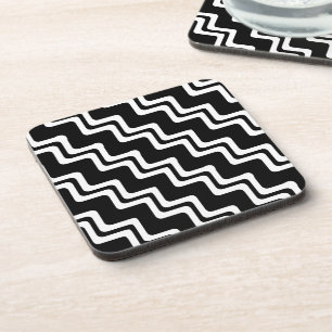 Diagonal Zig Zag Dual Coloured Line Pattern Coaster