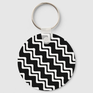 Diagonal Zig Zag Dual Coloured Line Pattern Key Ring