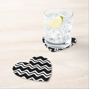 Diagonal Zig Zag Dual Coloured Line Pattern Paper Coaster
