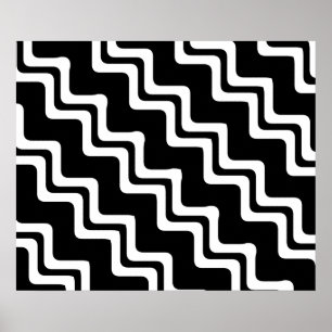 Diagonal Zig Zag Dual Coloured Line Pattern Poster