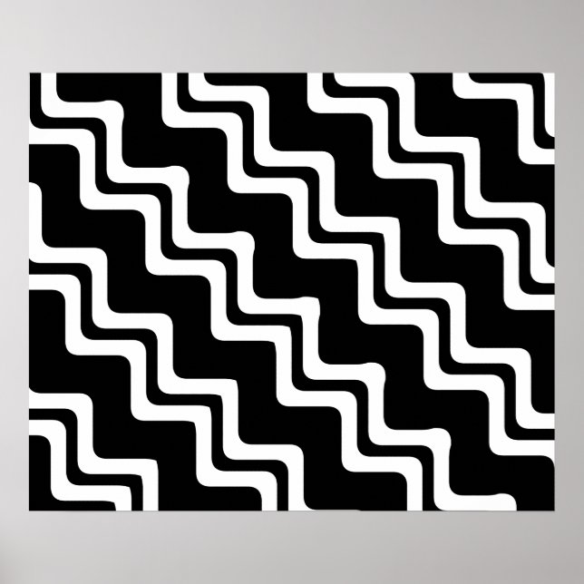 Diagonal Zig Zag Dual Coloured Line Pattern Poster (Front)