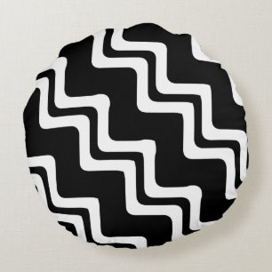 Diagonal Zig Zag Dual Coloured Line Pattern Round Cushion