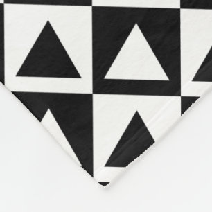 Diagonale Black&White Triangles Pattern Design Fleece Blanket