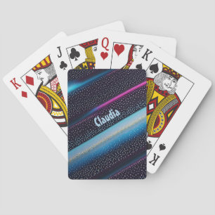 Diagonale Streifen und Punkte Muster schwarz, blau Playing Cards