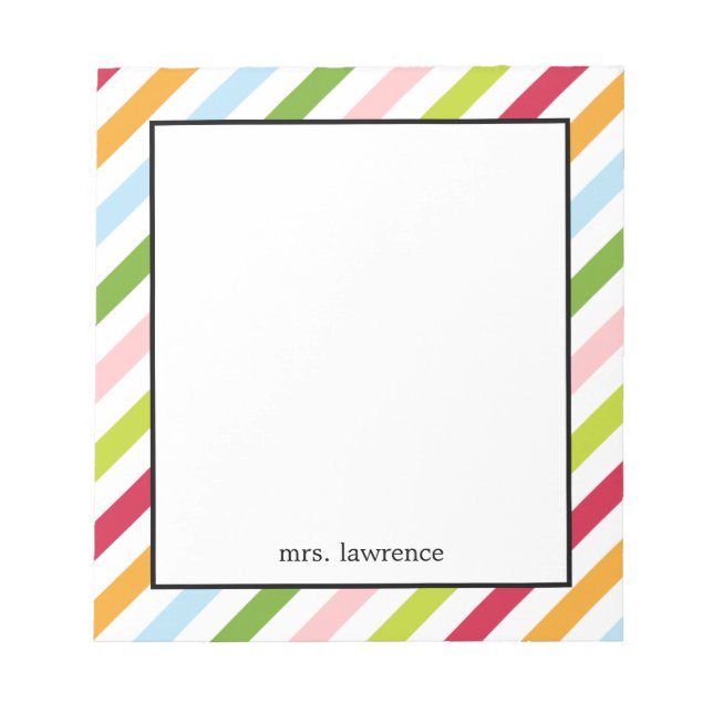 Diagonally Chic Personalised Notepad (Front)