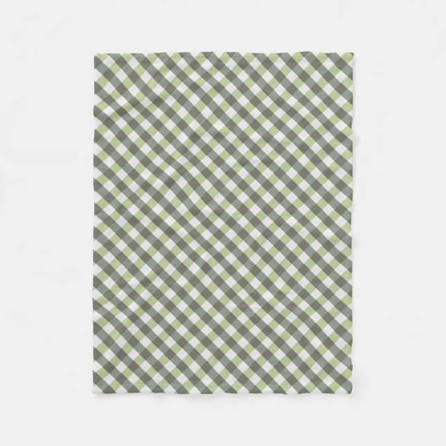 Diagonally Woven Green Grey Pattern Fleece Blanket (Front)