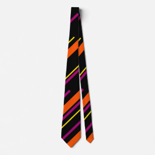 Diagonals - Black, Pink, Orange and Yellow  Tie