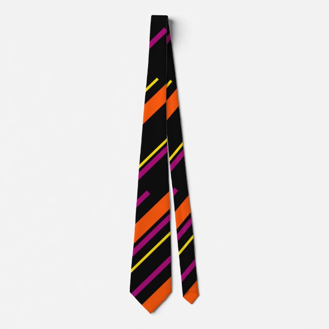 Diagonals - Black, Pink, Orange and Yellow  Tie (Front)