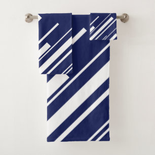 Diagonals - Blue and White Bath Towel Set