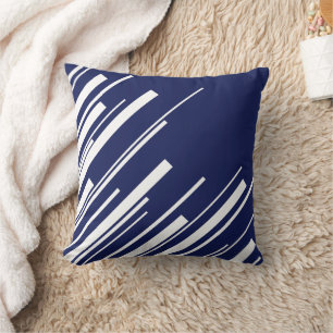 Diagonals - Blue and White Cushion